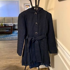ModCloth hooded/belted pea coat. Navy. Size M.